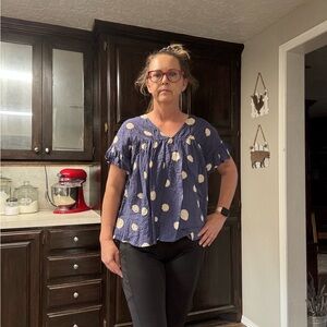 Polka Dot Women's Top - Blue and White